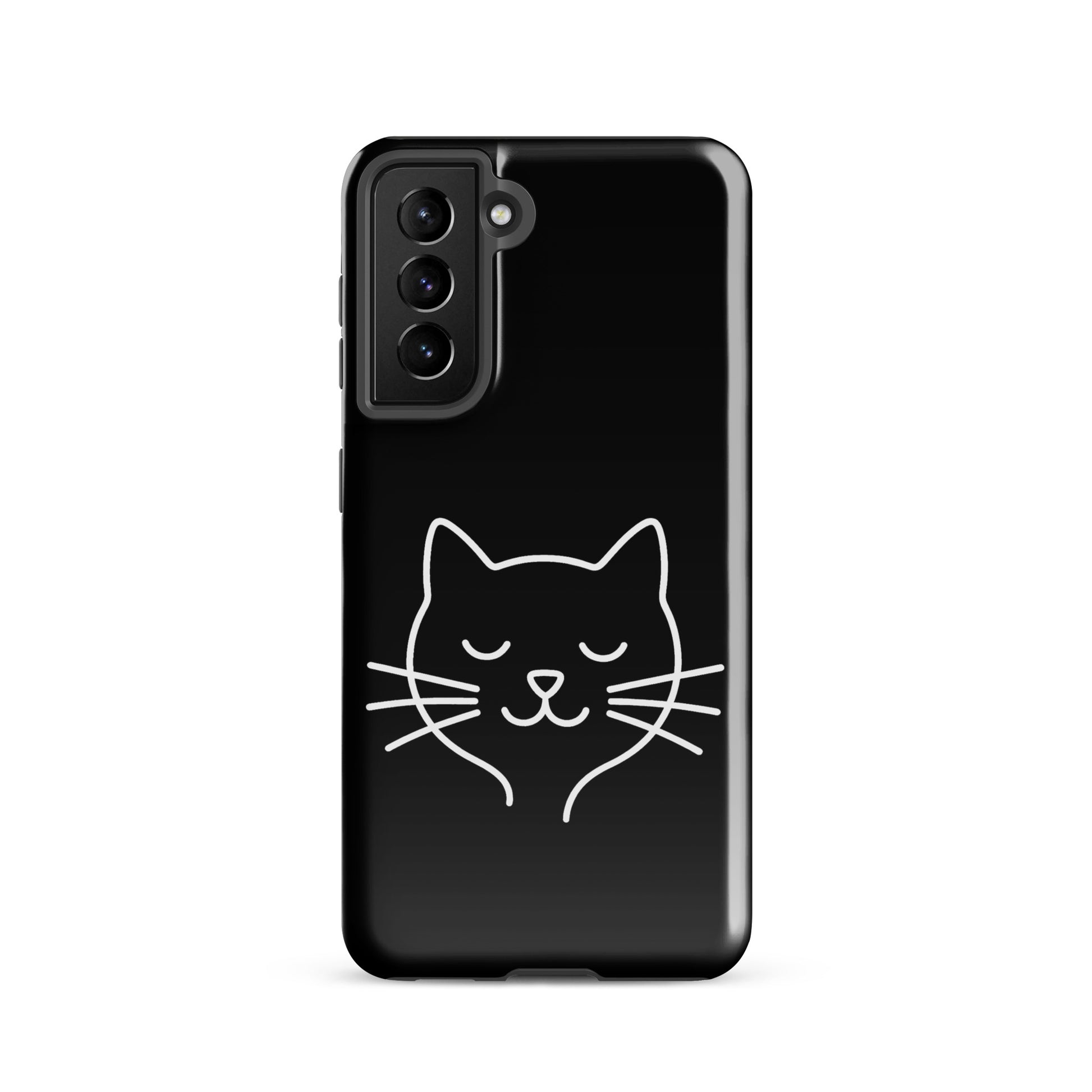Phone Case for Samsung Galaxy with cute minimalist cat line art design in black and white - ideal for cat lovers seeking style and protection.