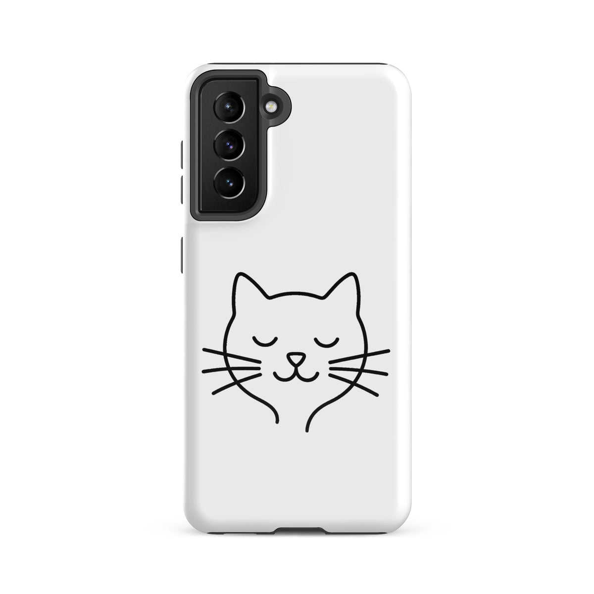 Phone Case for Samsung Galaxy with cute minimalist cat line art design in white and black, ideal for cat lovers seeking style and protection.