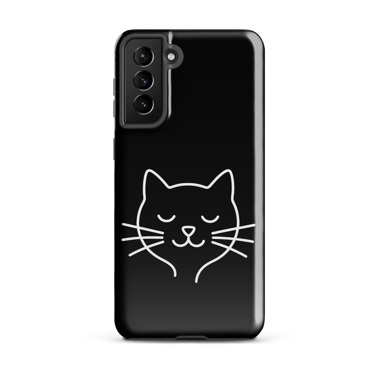 Phone Case for Samsung Galaxy with minimalist cat line art design, cute black and white accessory ideal for cat lovers.