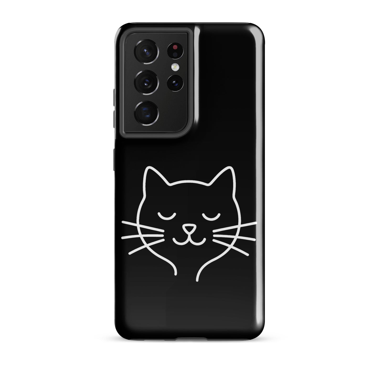 Phone Case for Samsung Galaxy with minimalist cat line art design in black and white, perfect for cat lovers seeking cute style and protection.