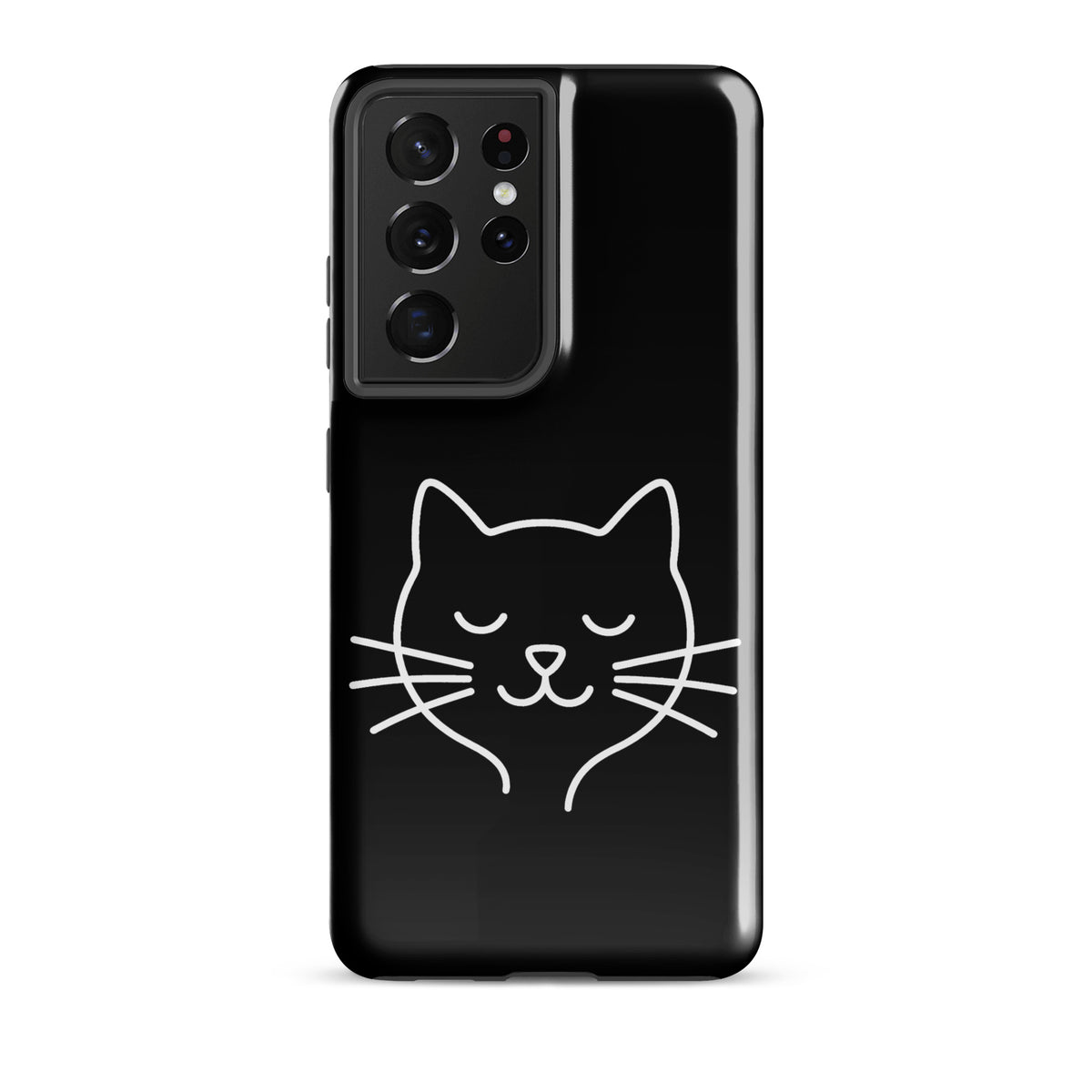 Phone Case for Samsung Galaxy with minimalist cat line art design in black and white, perfect for cat lovers seeking cute style and protection.