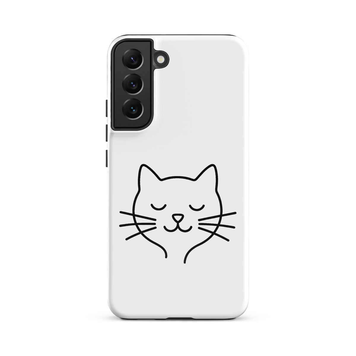 Phone Case for Samsung Galaxy with minimalist cat line art design in black on white, perfect for cat lovers seeking style and protection.
