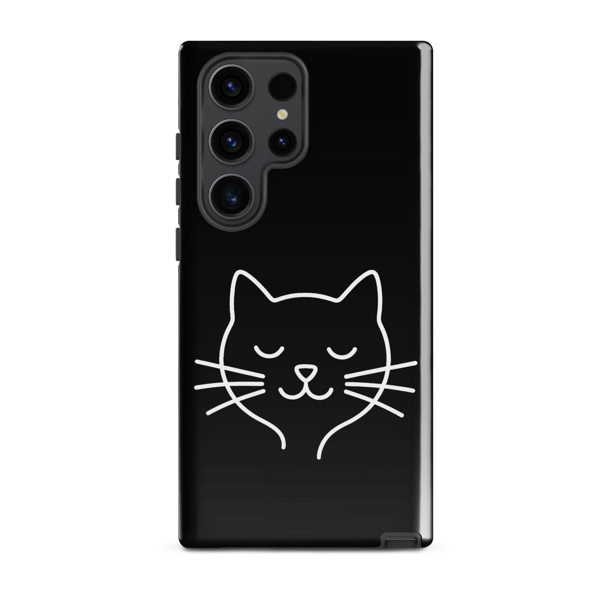 Phone Case for Samsung Galaxy with minimalist cat line art in black and white, perfect for stylish protection and feline lovers.