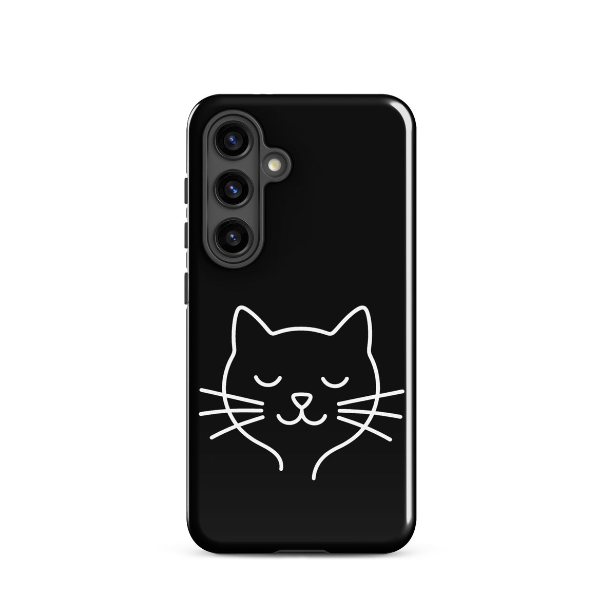Phone Case for Samsung Galaxy with cute black and white minimalist cat line art design. Perfect accessory for cat lovers.