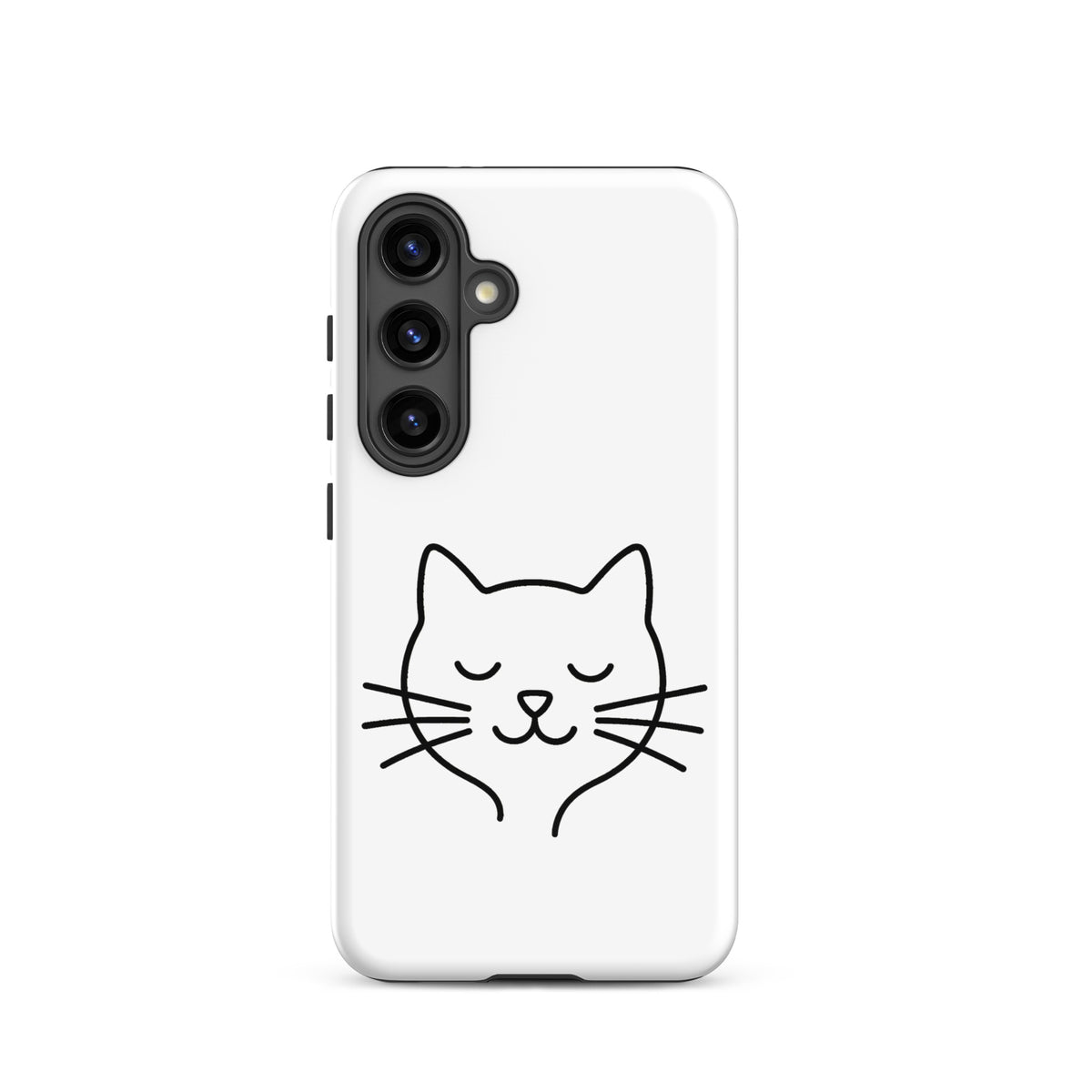 Phone Case for Samsung Galaxy with cute minimalist cat line art design in white and black, perfect for cat lovers seeking stylish protection.