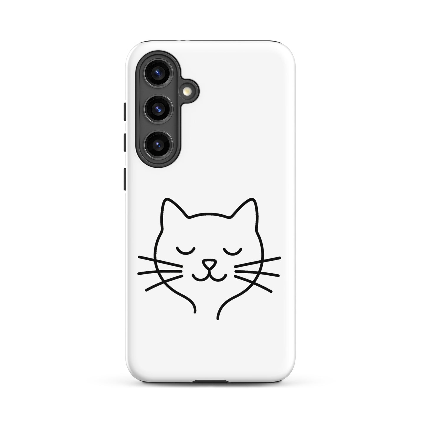 Phone Case for Samsung Galaxy with minimalist cat line art design in white and black, perfect for cat lovers seeking style and protection.