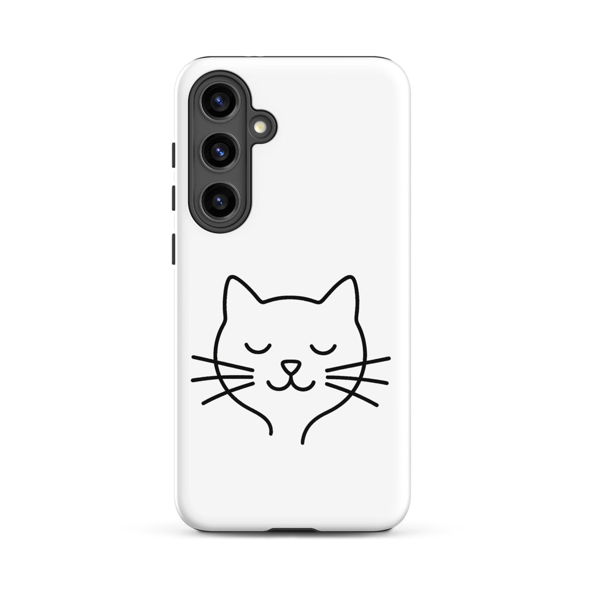 Phone Case for Samsung Galaxy with minimalist cat line art design in white and black, perfect for cat lovers seeking style and protection.