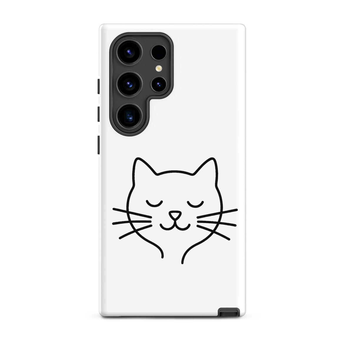 Phone Case for Samsung Galaxy with minimal cat line art design, white background, ideal for cat lovers seeking stylish protection.