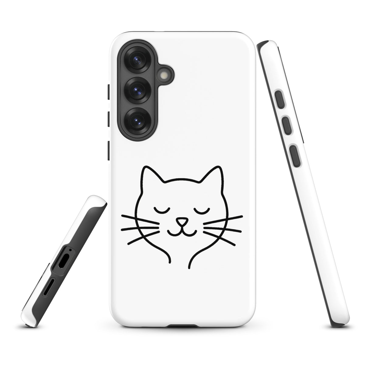 Phone Case for Samsung Galaxy featuring minimalist cat line art design in black and white, ideal for stylish protection and cat lovers.