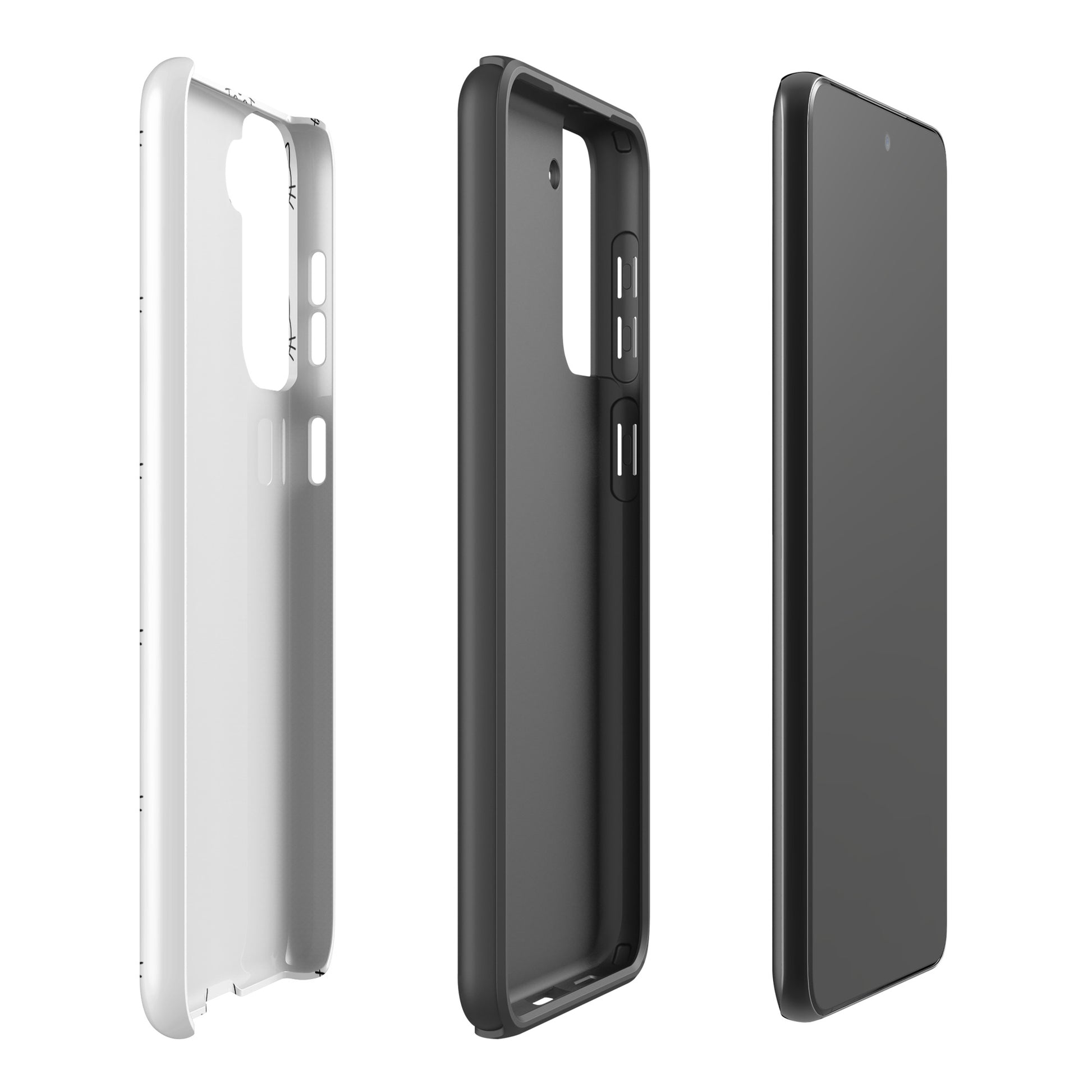 Phone Case for Samsung Galaxy with Cute Minimalist Cat Pattern Design in White and Black, offering stylish protection for cat lovers.