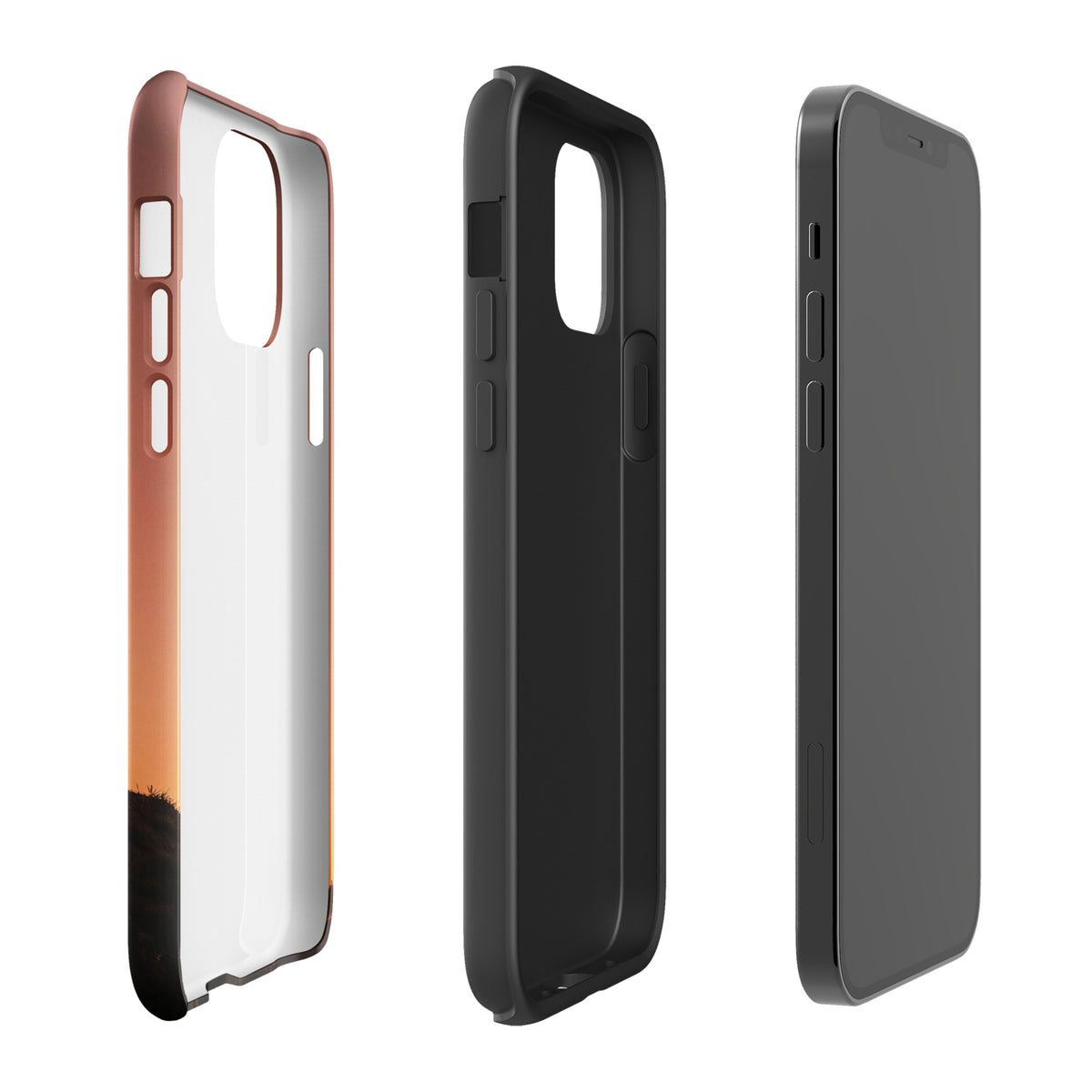 Phone Case for iPhone with Motocross Sunset Dirt Bike Design - Side View