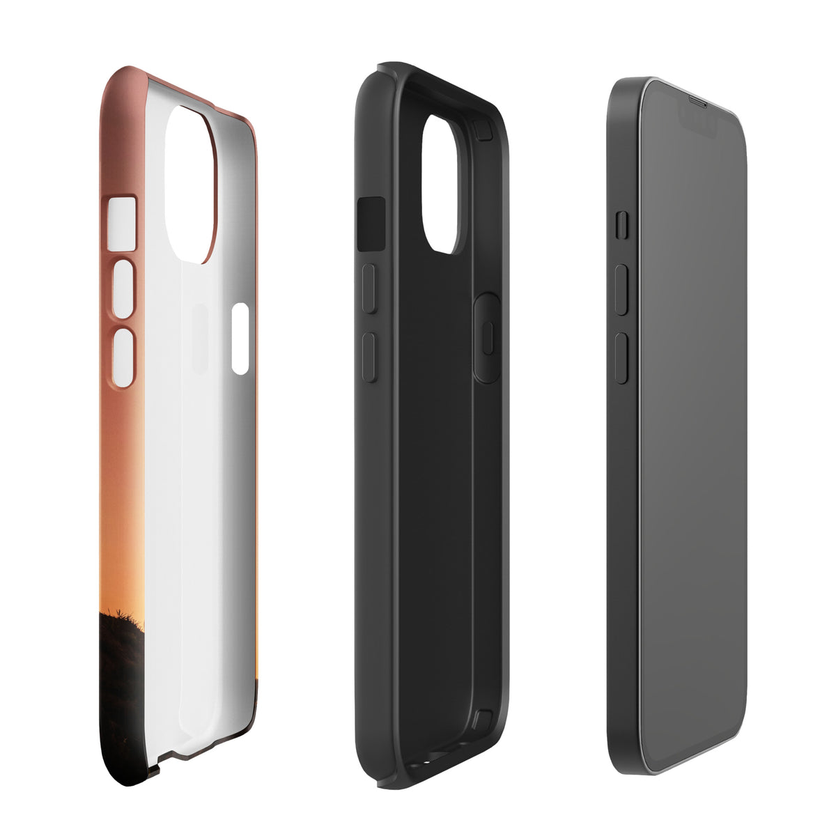 Phone Case for iPhone featuring motocross sunset dirt bike design, showcasing rugged earthy shades.