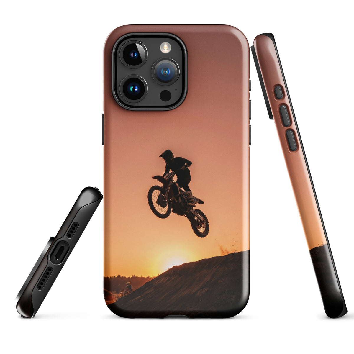 Phone Case for iPhone with motocross dirt bike at sunset design