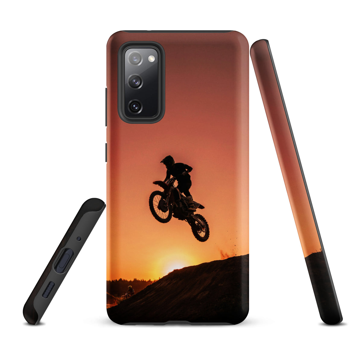 Phone Case for Samsung Galaxy with motocross sunset dirt bike design.
