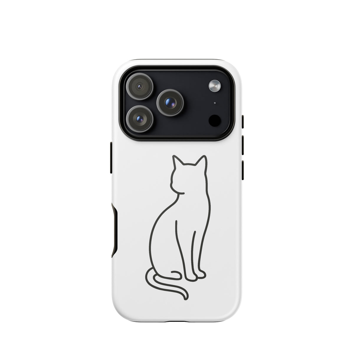 Phone Case featuring a minimalist cat design for iPhone; ideal for stylish, modern pet lovers seeking chic and durable device protection.