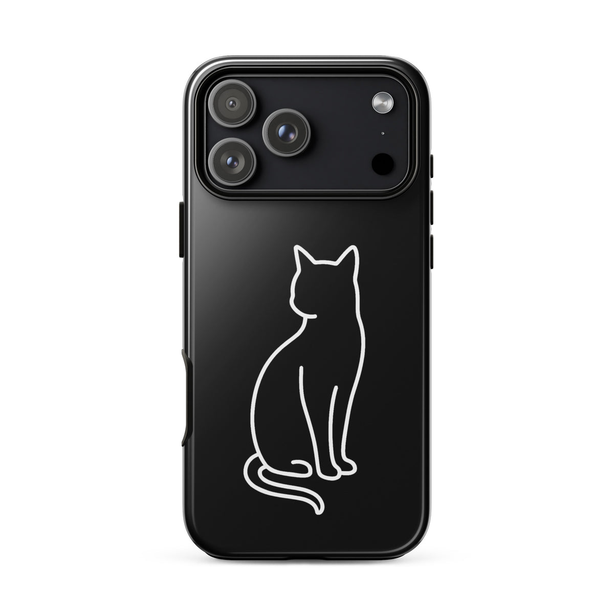 Phone Case with minimalist sitting cat design for iPhone, providing stylish protection for modern pet lovers.