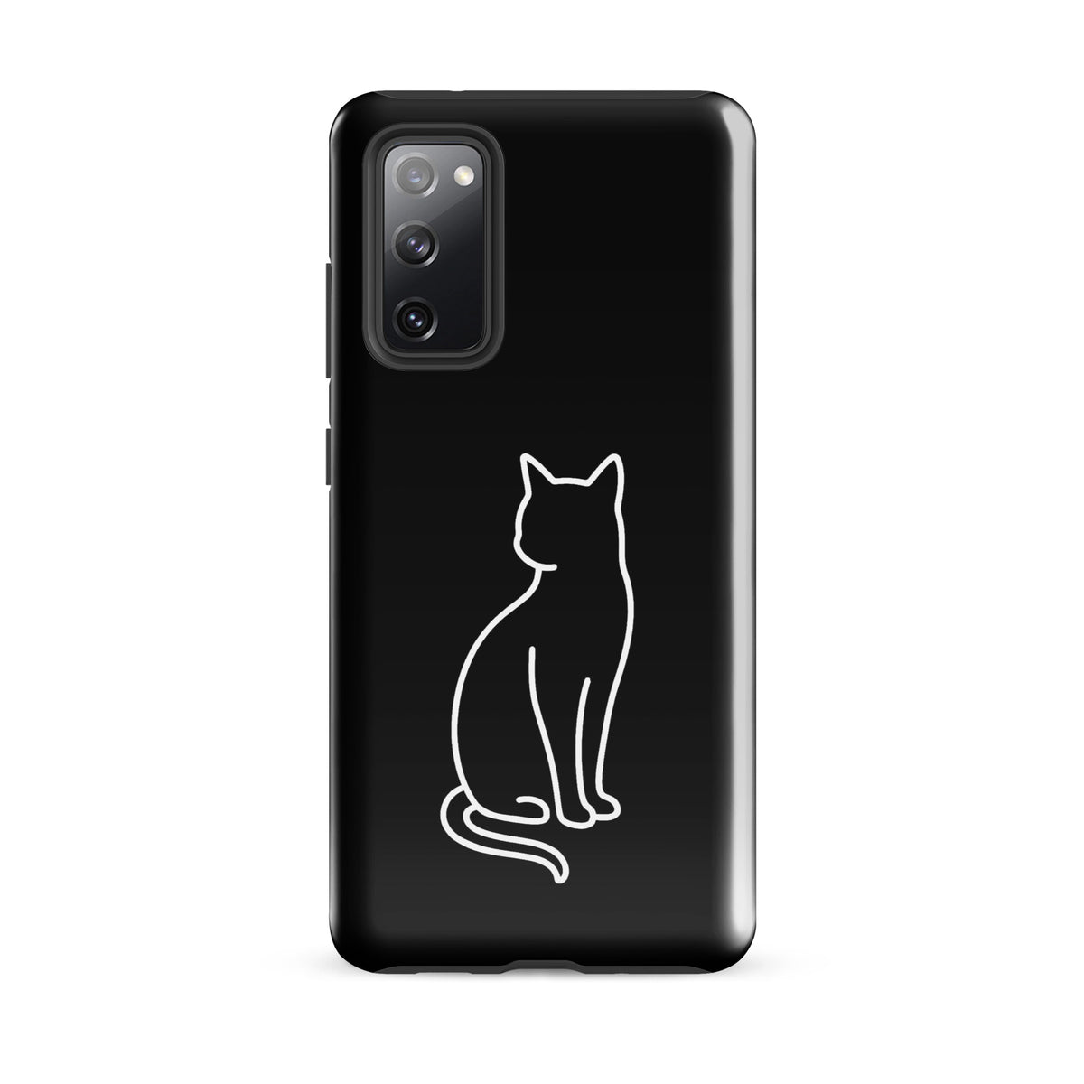 Phone Case for Samsung Galaxy with minimalist sitting cat design in black and white, perfect for modern pet lovers.