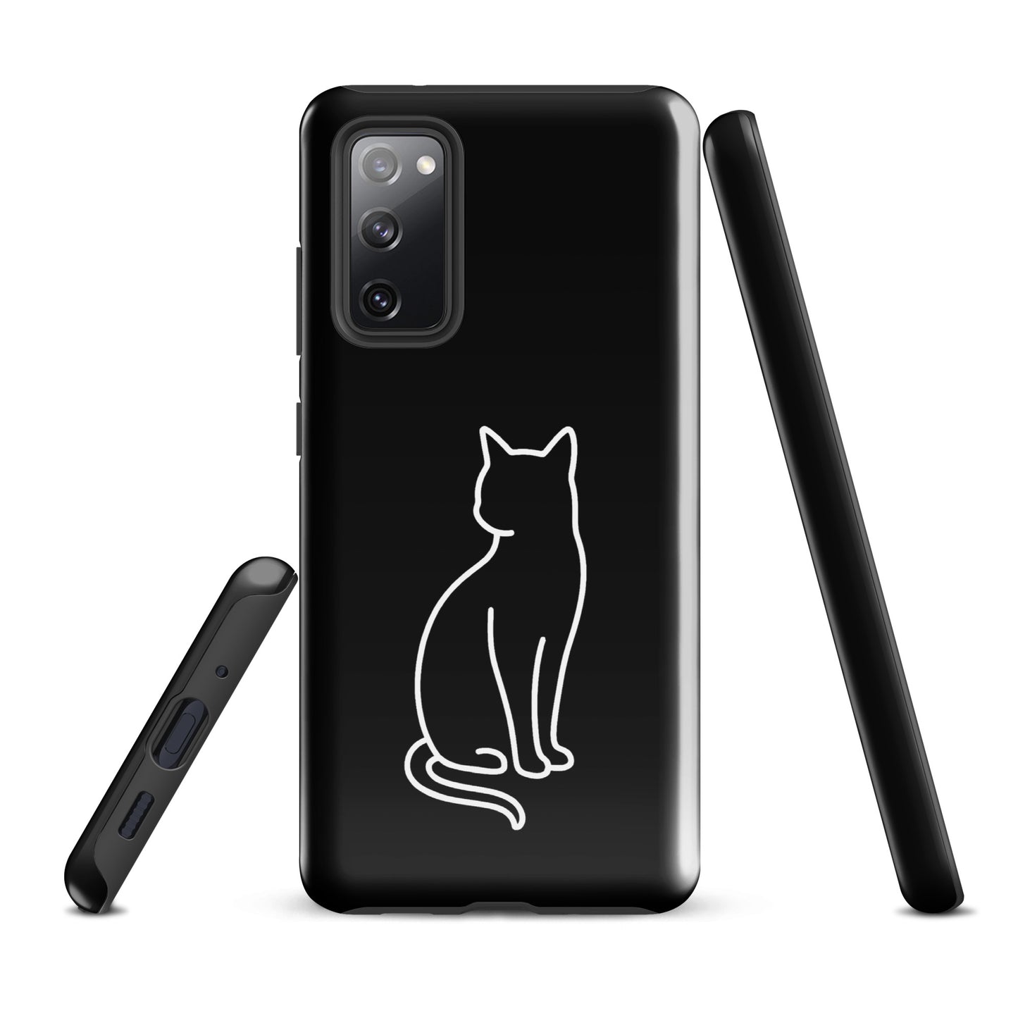 Phone Case for Samsung Galaxy with sitting cat design in black and white, ideal for modern pet lovers, offering chic and durable protection