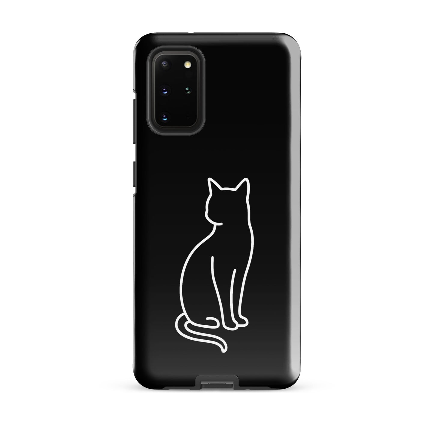 Phone Case for Samsung Galaxy with sitting cat design in black and white, perfect for stylish pet lovers seeking modern elegance.