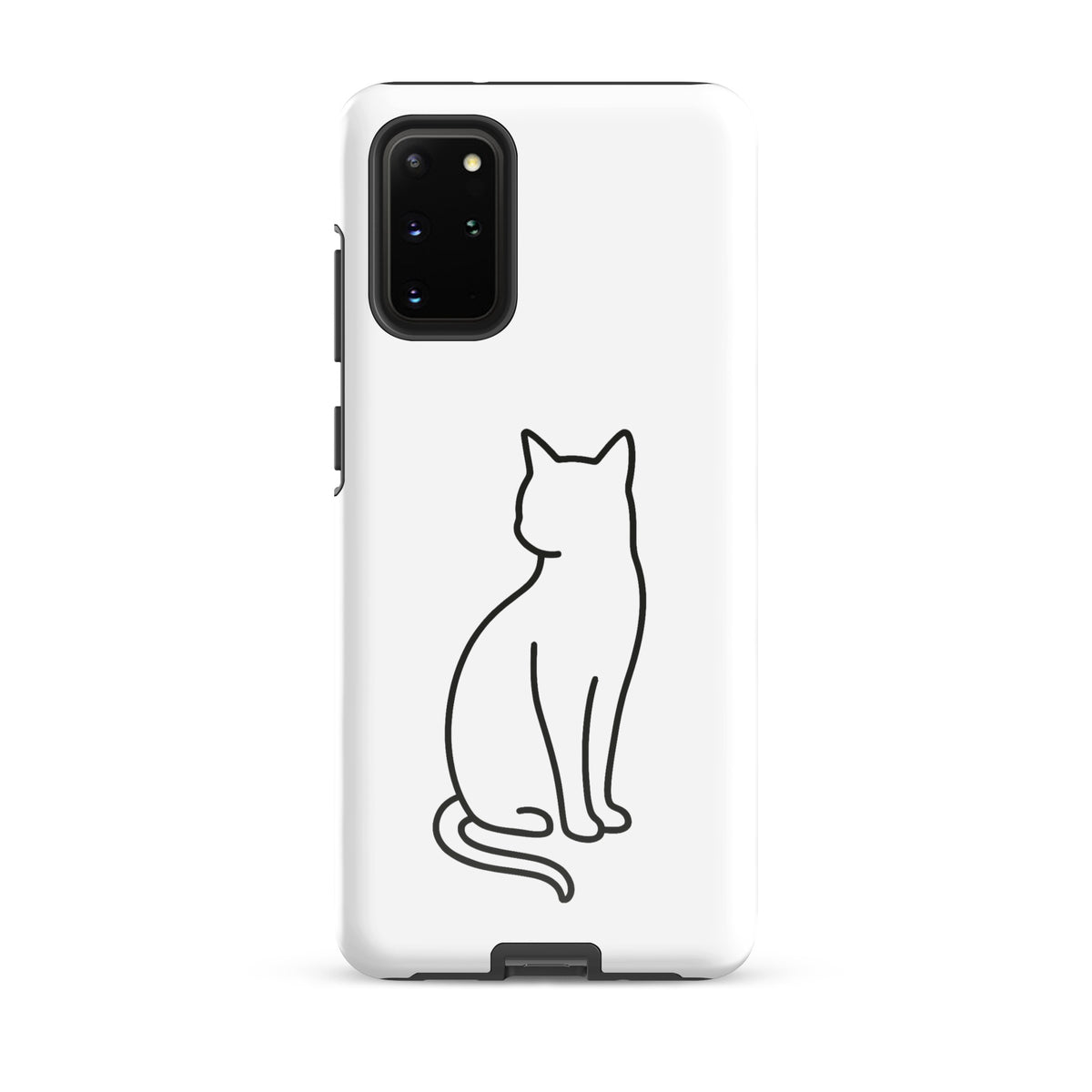 Phone Case for Samsung Galaxy with sitting cat design in white and black, perfect for modern pet lovers seeking stylish, durable protection.
