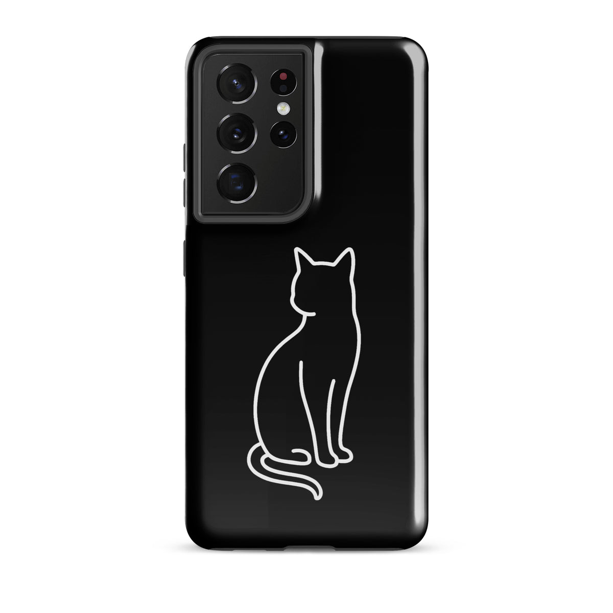 Phone Case for Samsung Galaxy with sitting cat design in black and white for modern pet lovers, offers chic and durable protection.