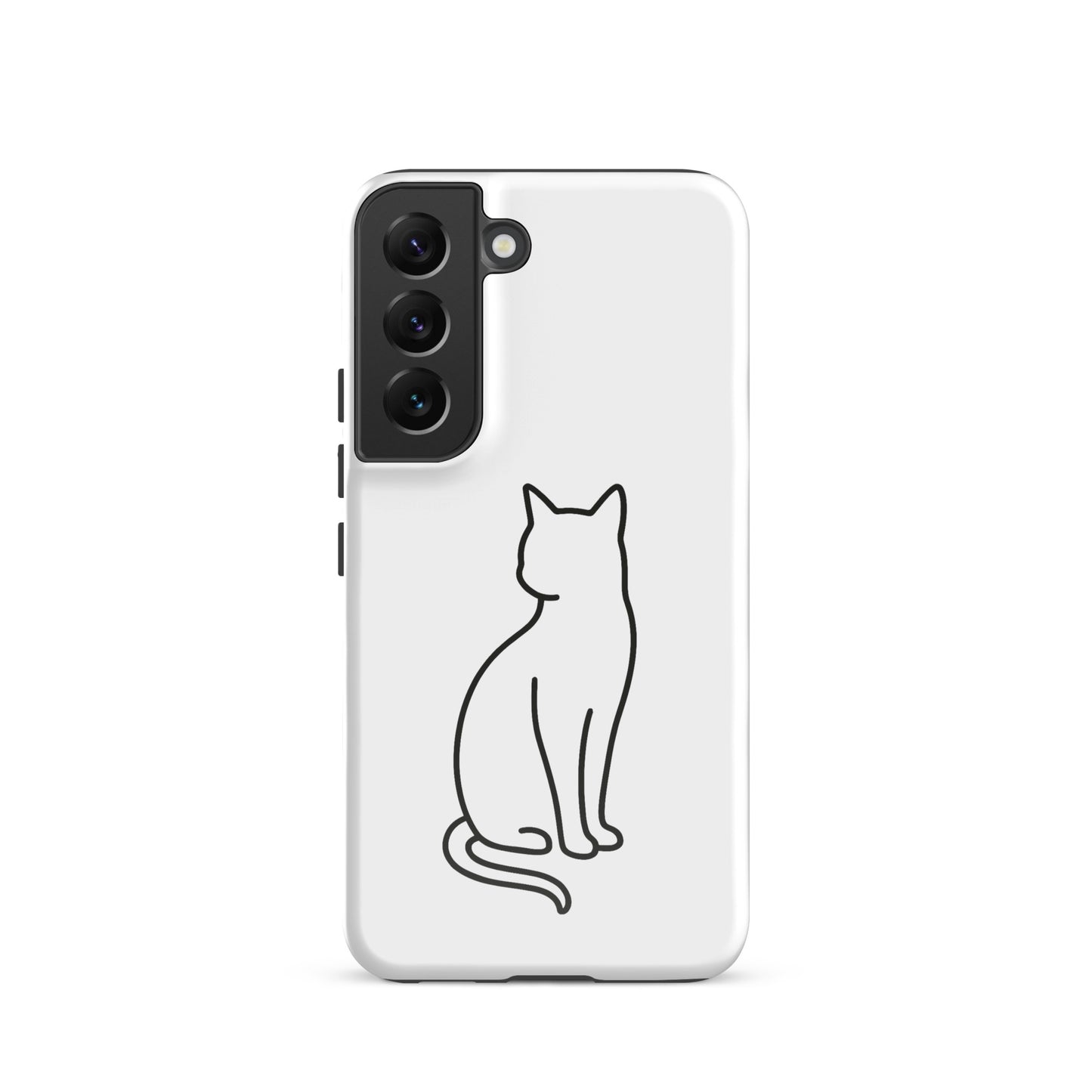 Phone Case with cat outline design for Samsung Galaxy in white and black, ideal for modern pet lovers seeking style and protection.