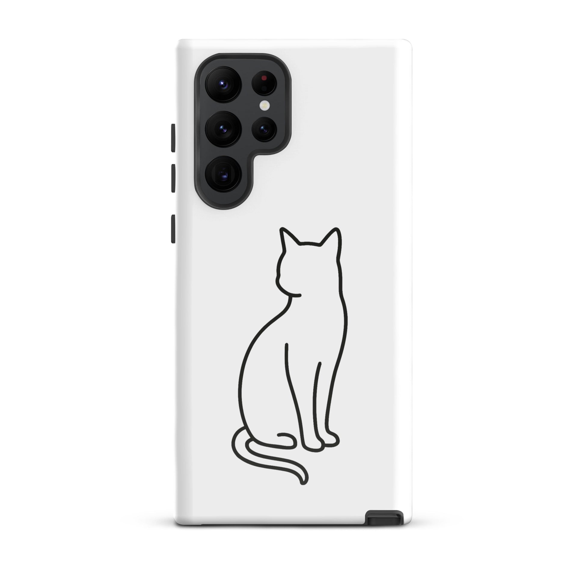 Phone Case for Samsung Galaxy with sitting cat design in white and black, ideal for modern pet lovers seeking style and protection.