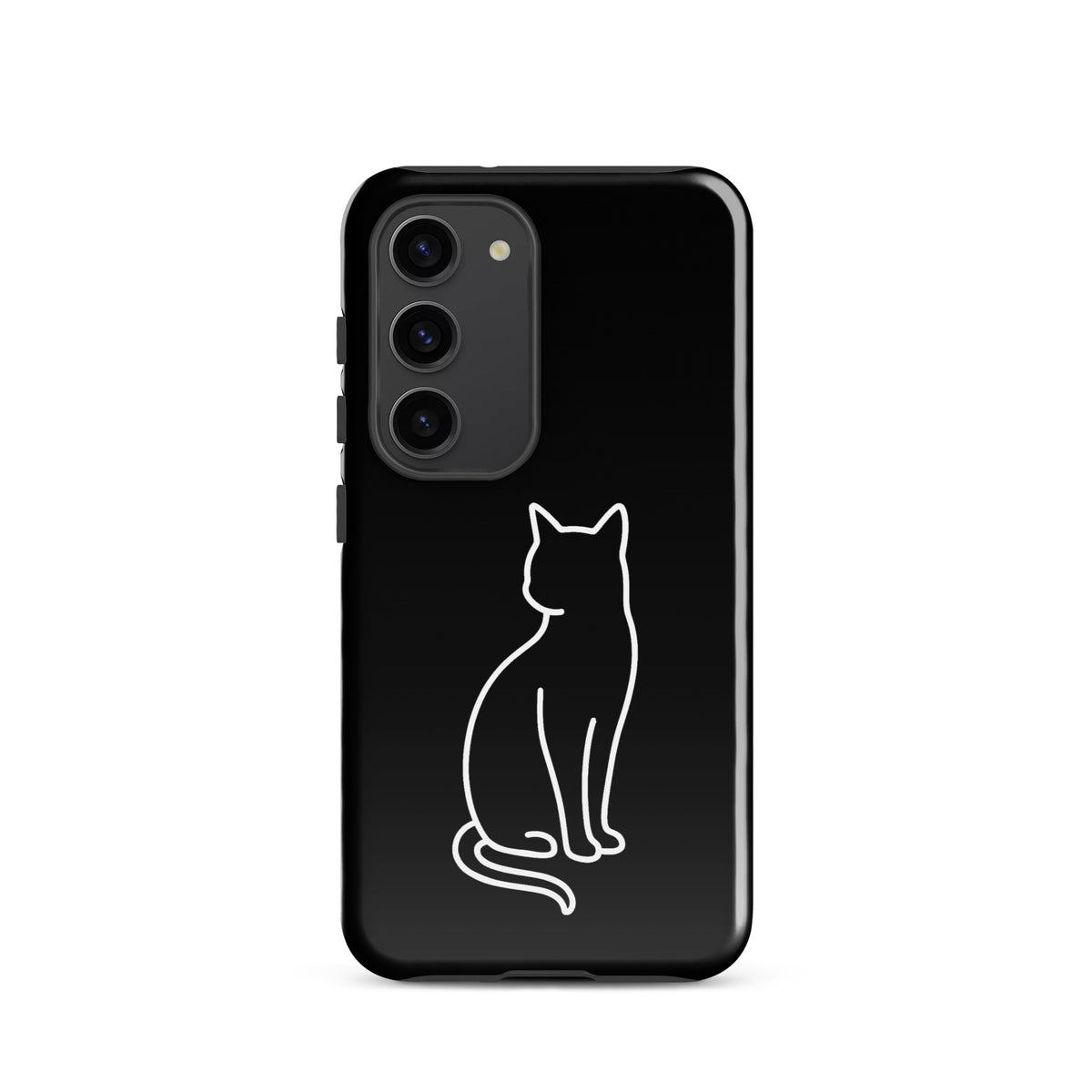 Phone Case for Samsung Galaxy with sitting cat design in black and white, ideal for modern pet lovers.