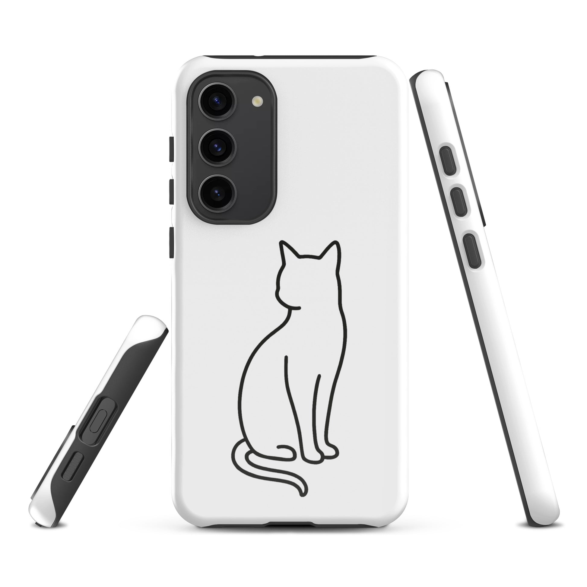 Phone Case for Samsung Galaxy with sitting cat design in white and black for modern pet lovers, offering chic and durable protection.