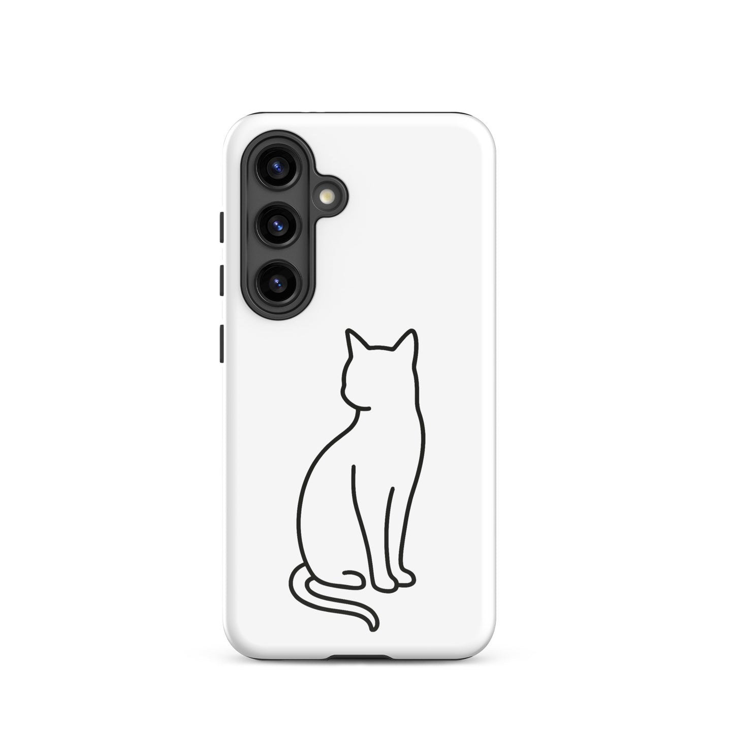 Phone Case for Samsung Galaxy with minimalist sitting cat design in black and white, perfect for modern pet lovers seeking style and protection.