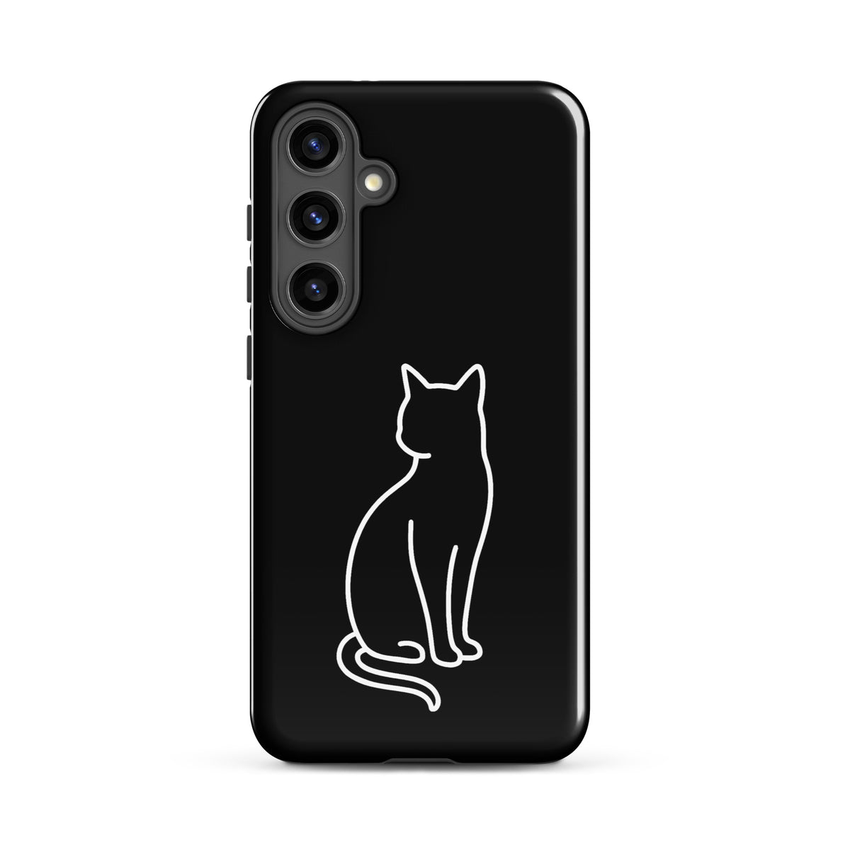 Phone Case for Samsung Galaxy with black and white sitting cat design for modern pet lovers