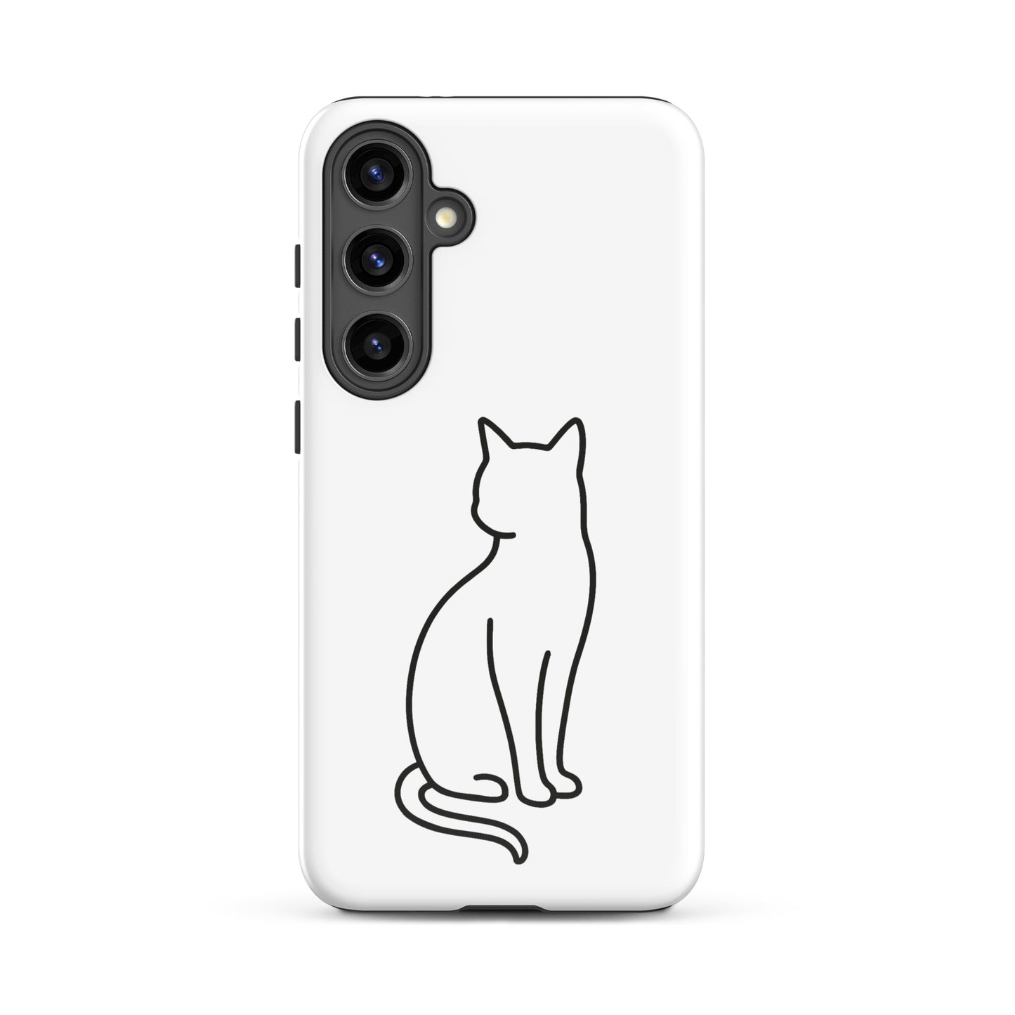 Phone Case for Samsung Galaxy with cat design, ideal for modern pet lovers, offering dual-layer protection in white and black.
