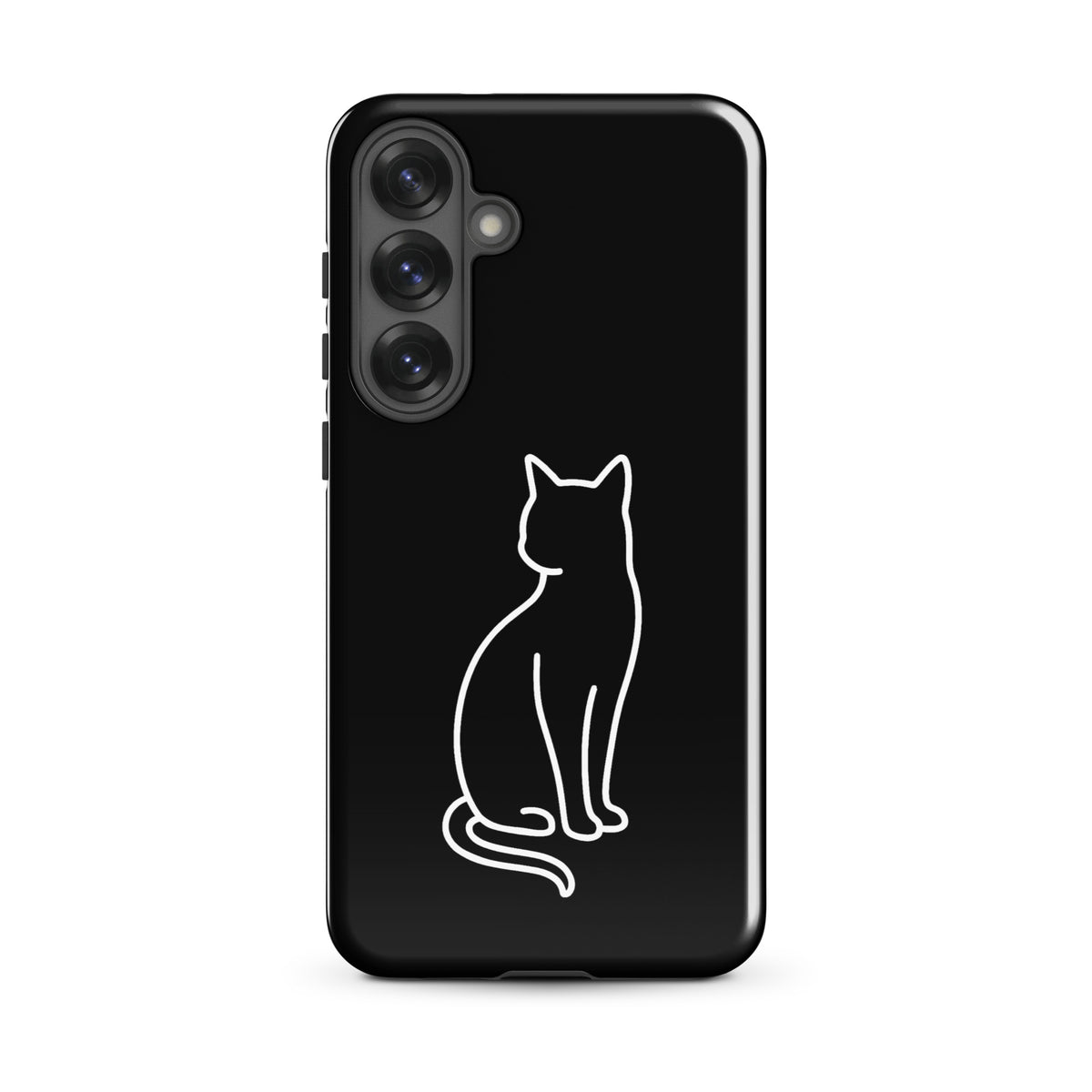 Phone Case for Samsung Galaxy with minimalist cat outline in black and white, perfect for pet lovers seeking style and protection.
