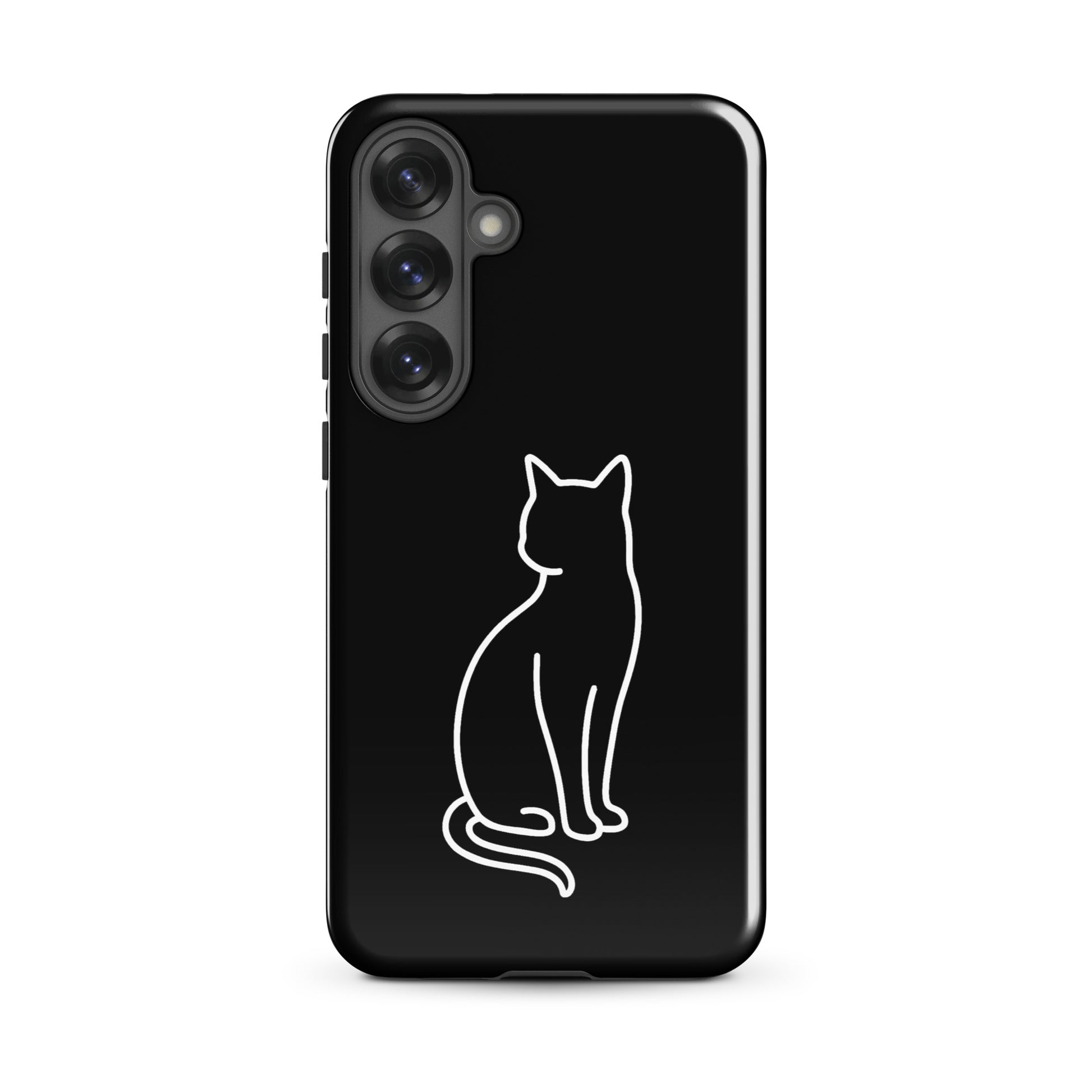 Phone Case for Samsung Galaxy with minimalist cat outline in black and white, perfect for pet lovers seeking style and protection.