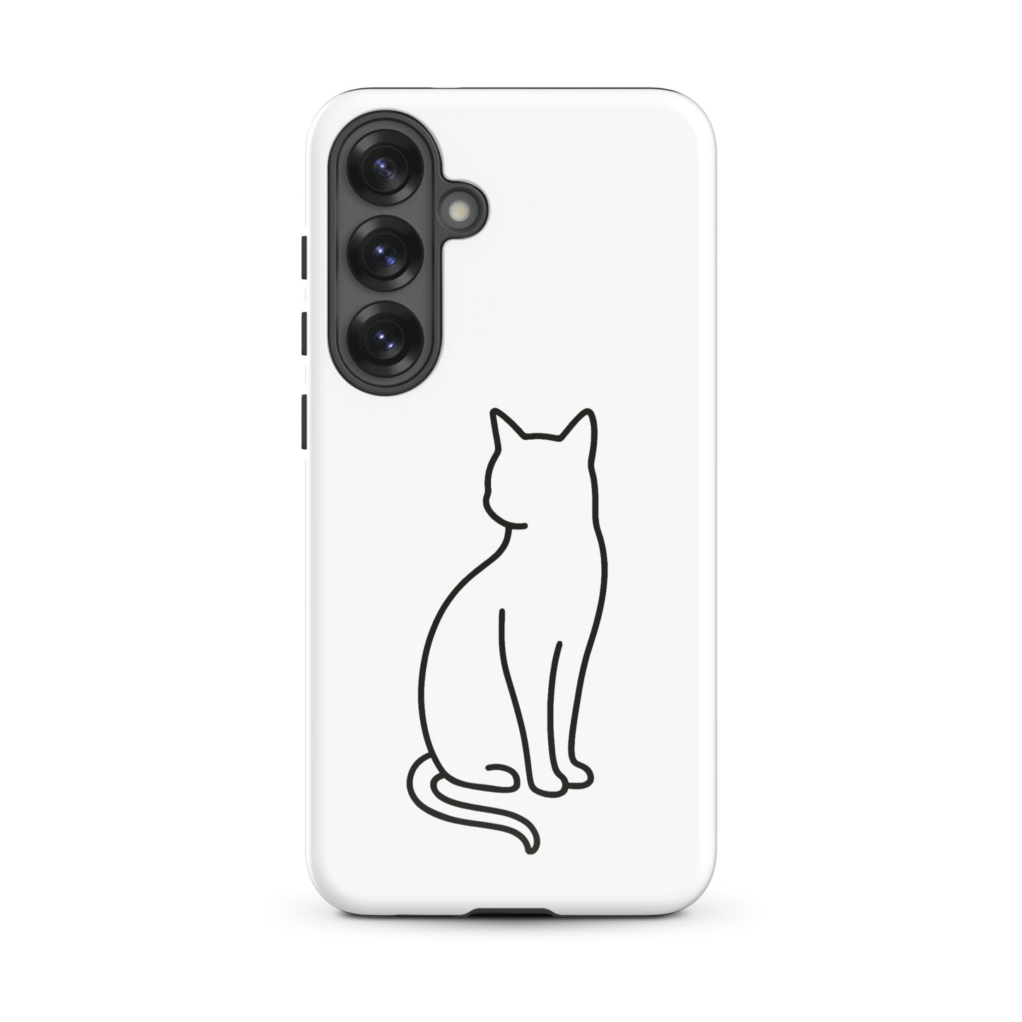 Phone Case for Samsung Galaxy with a minimalist sitting cat design in black and white for modern pet lovers