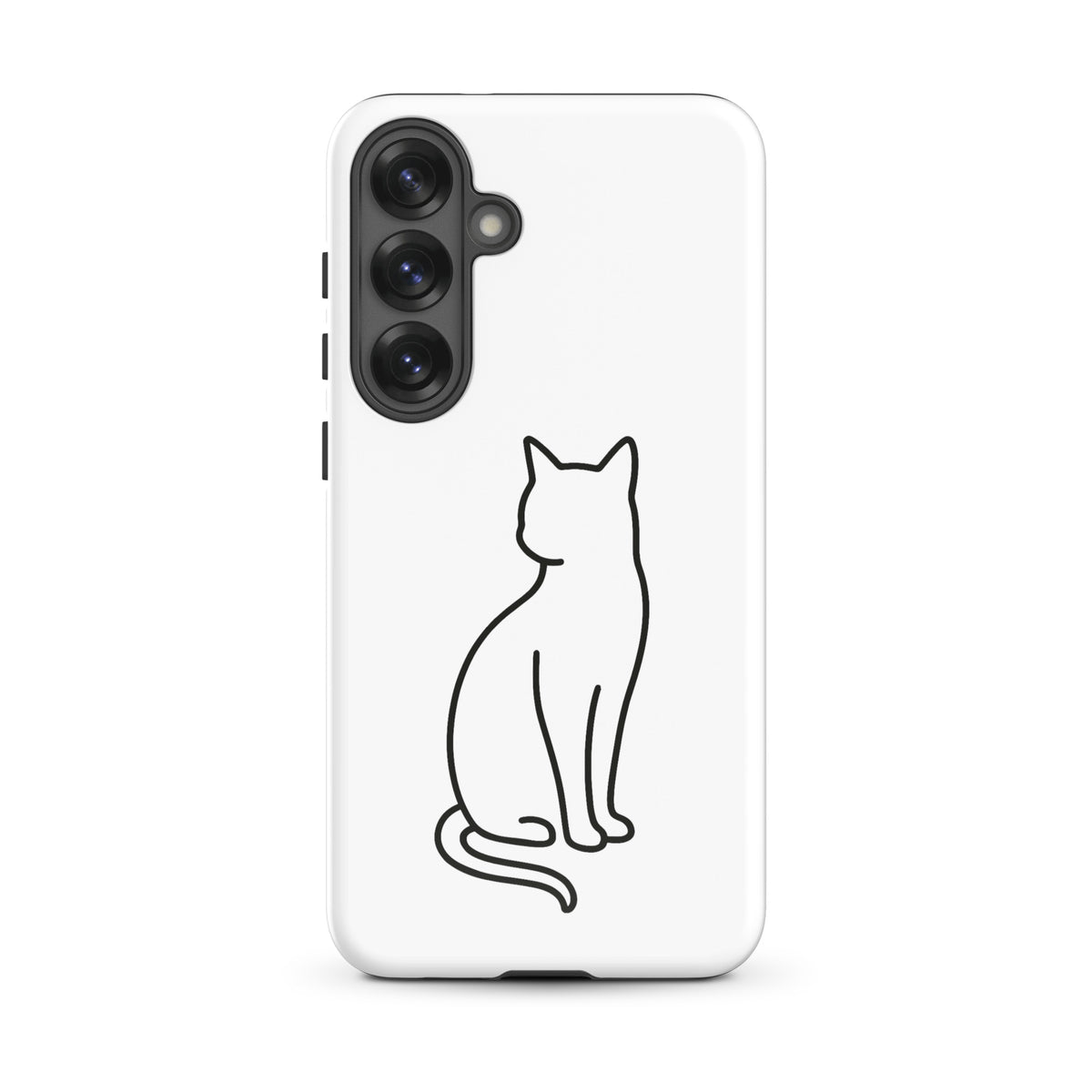 Phone Case for Samsung Galaxy with a minimalist sitting cat design in black and white for modern pet lovers