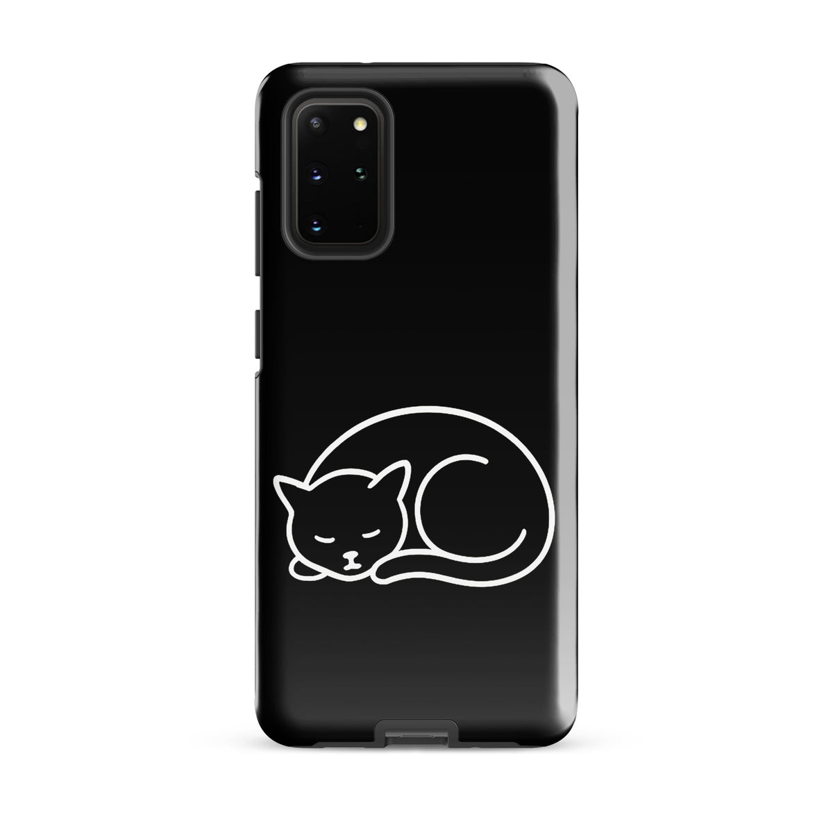 Phone Case for Samsung Galaxy with minimalist curled-up cat design in black and white