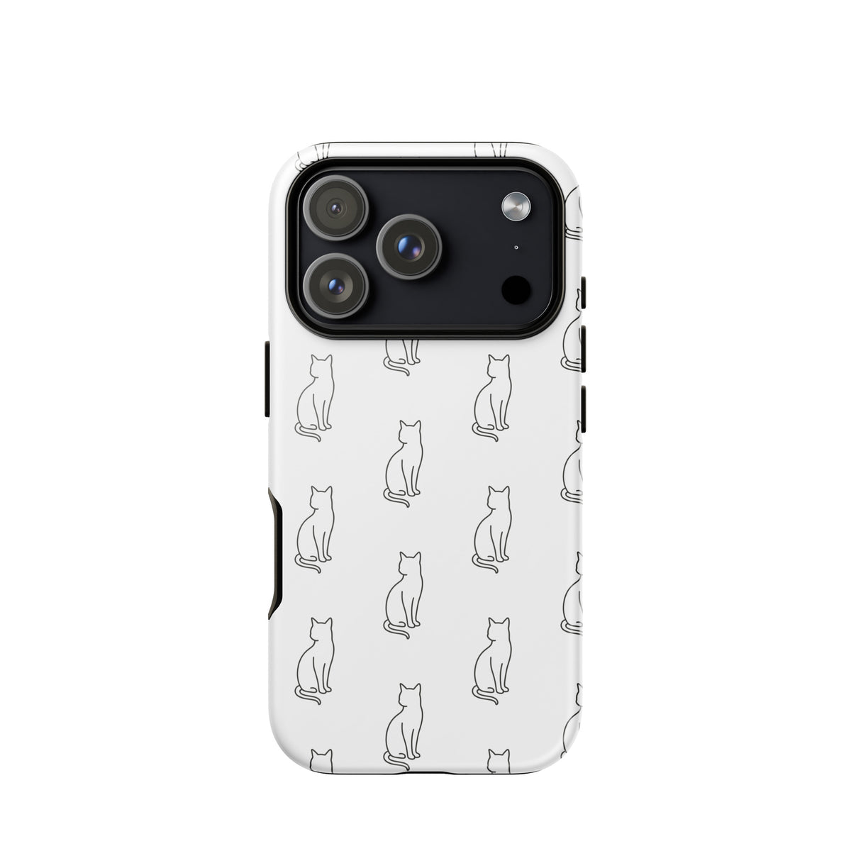 Phone Case for iPhone with minimalist sitting cat pattern design for feline fans.