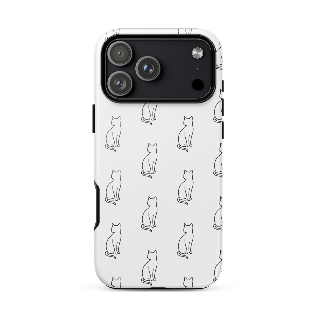 Phone Case for iPhone with minimalist sitting cat pattern for feline fans.