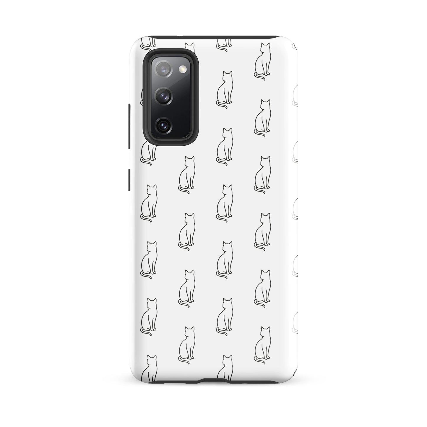 Phone Case for Samsung Galaxy with sitting cat pattern in white and black