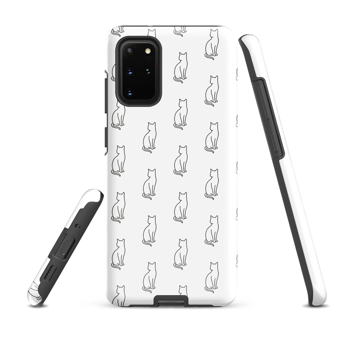 Phone Case for Samsung Galaxy with sitting cat pattern in white and black