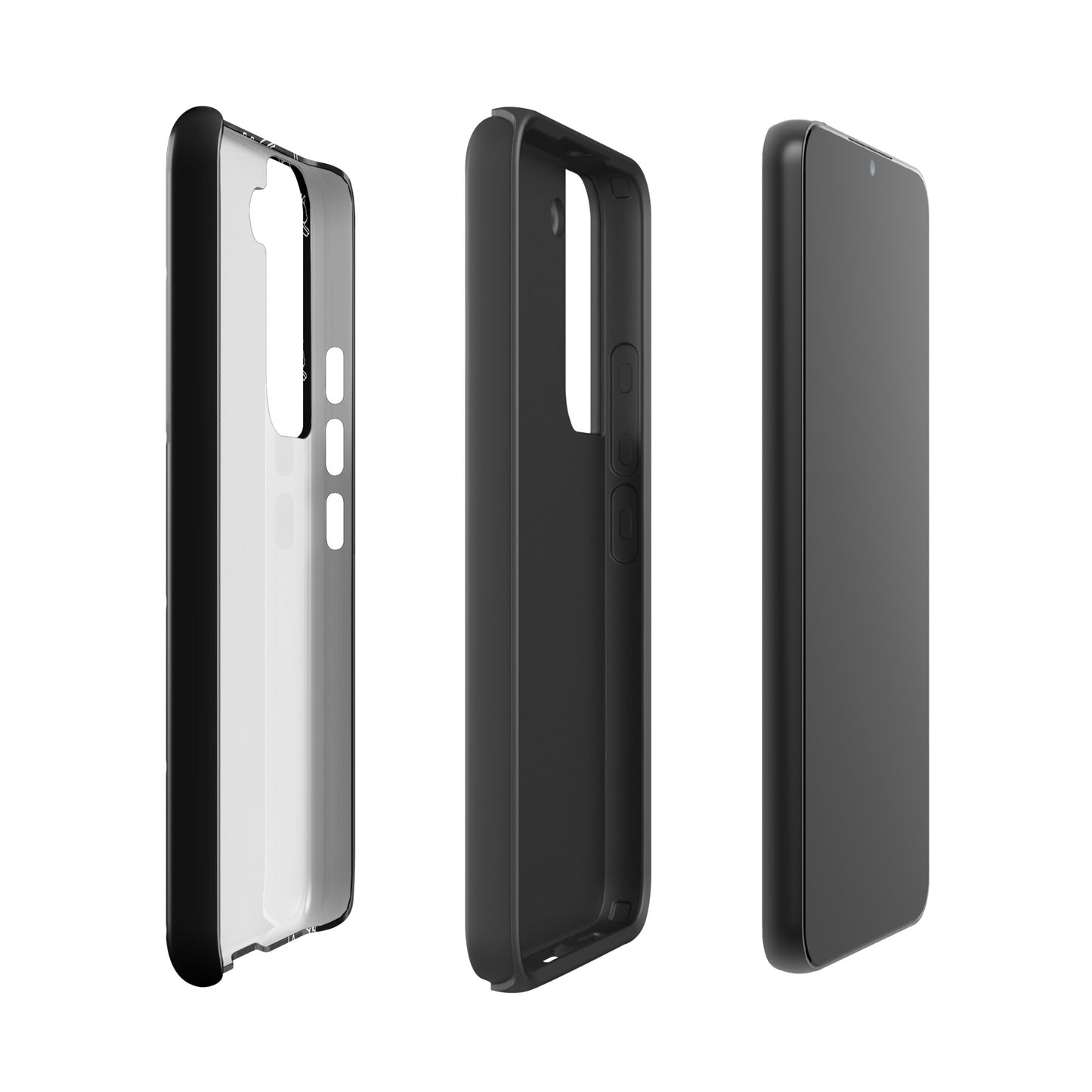 Phone Case for Samsung Galaxy with minimalist stretching cat pattern in black/white, offering style and protection.