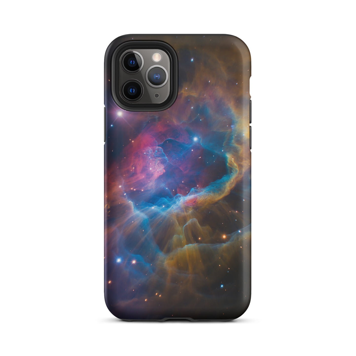 Phone Case for iPhone with nebula design in cosmic colors like blues, oranges, and pinks, Nebula Cosmic Dreamscape Starburst Edition