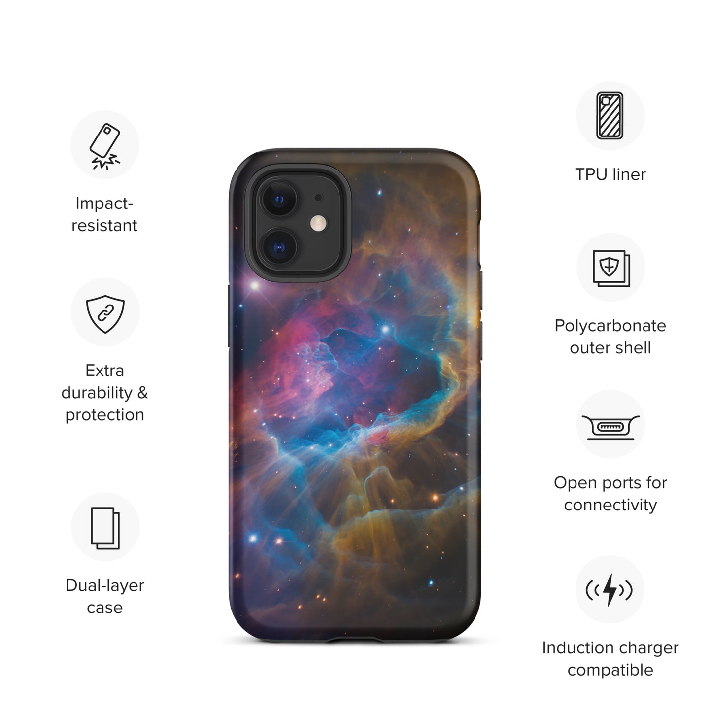 Phone Case for iPhone – Nebula Cosmic Dreamscape Starburst Edition with vibrant nebula design and durable protection features.