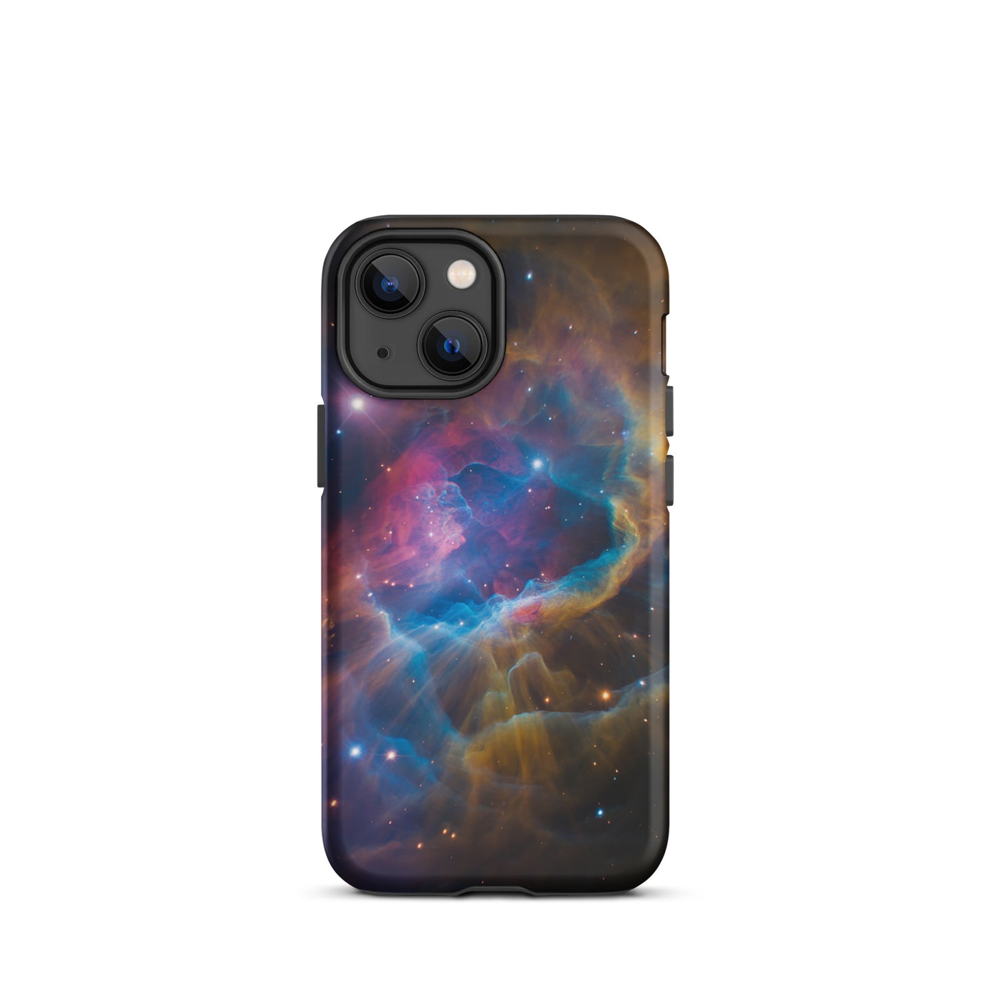 Phone Case for iPhone with cosmic nebula design in blues, oranges, pinks; Nebula Cosmic Dreamscape Starburst Edition.