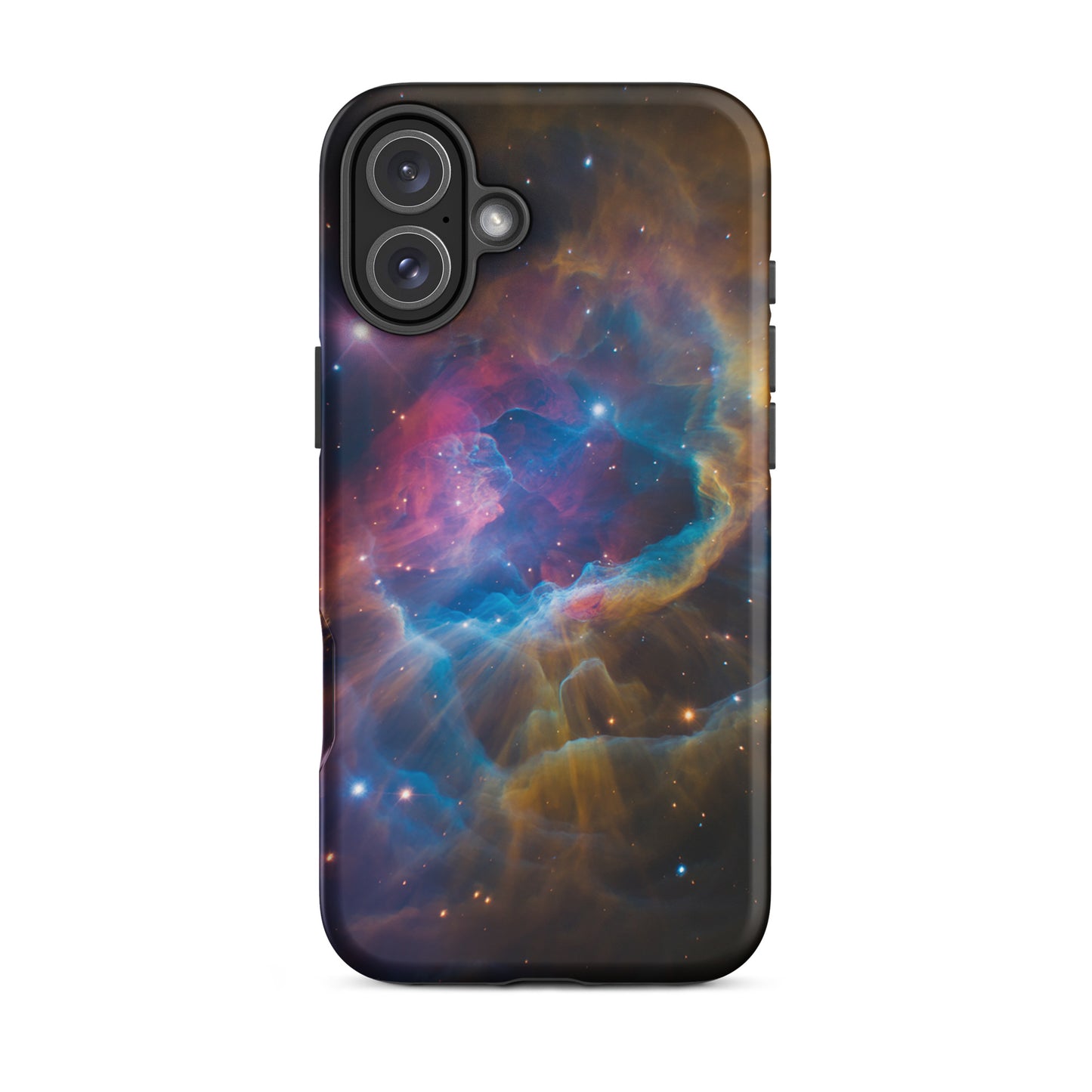 Phone Case for iPhone - Nebula Cosmic Dreamscape with vibrant blues, oranges, pinks creating a stellar starburst design.