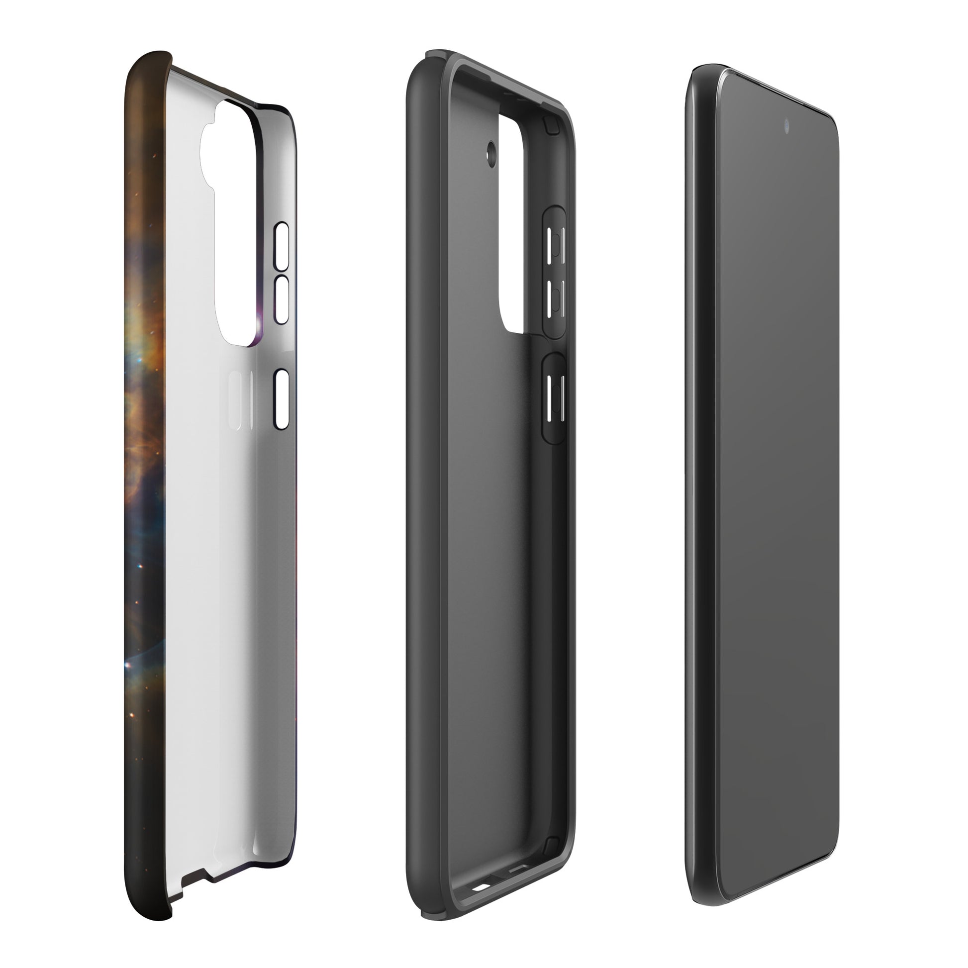 Phone Case for Samsung Galaxy with nebula design, showcasing cosmic colors on a three-piece design for ultimate device protection.
