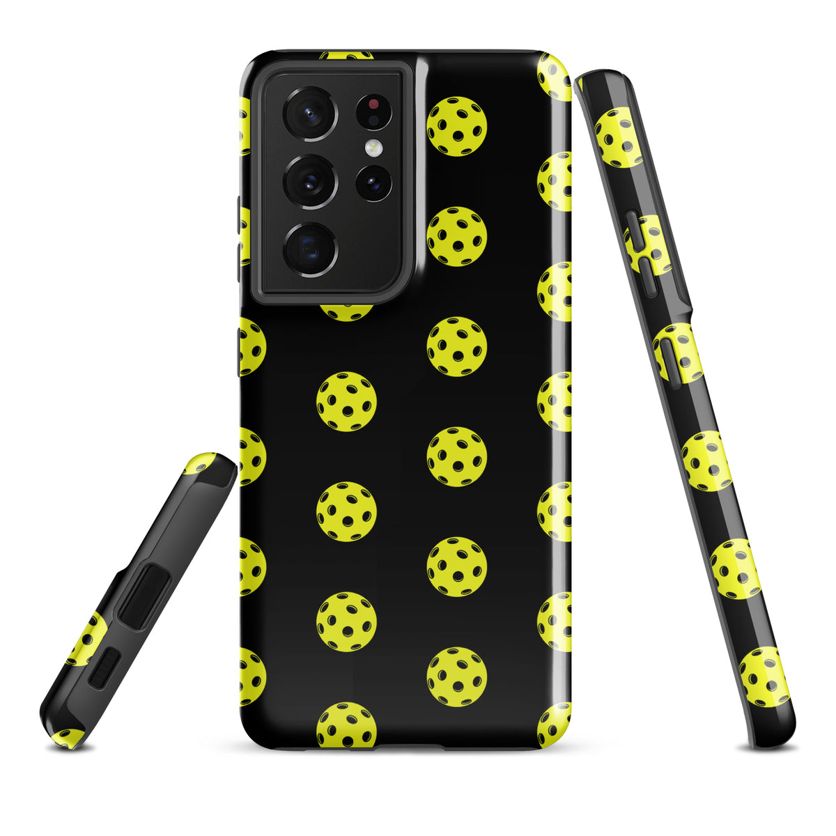 Phone Case for Samsung Galaxy featuring a vibrant pickleball pattern, perfect for fans and players seeking a sporty style and premium protection.