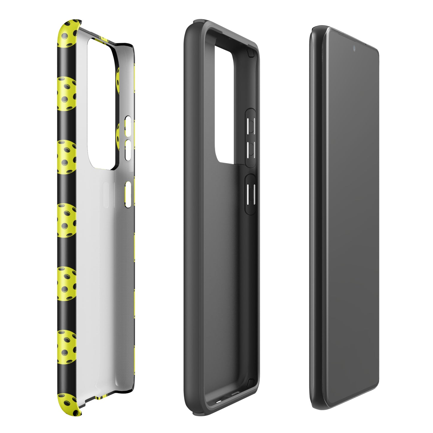 Phone Case for Samsung Galaxy with pickleball pattern, offering premium protection and sporty style for pickleball enthusiasts.