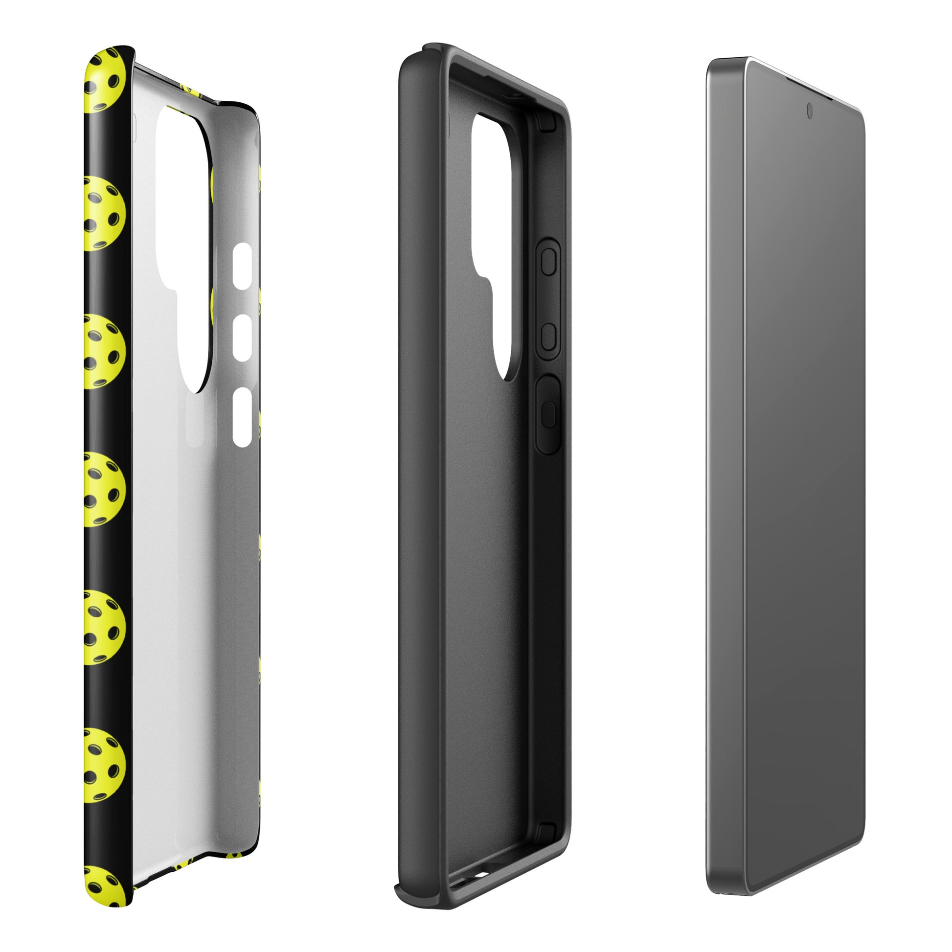 Phone Case for Samsung Galaxy with pickleball pattern, luxury-inspired design for sporty style, premium protection for enthusiasts.